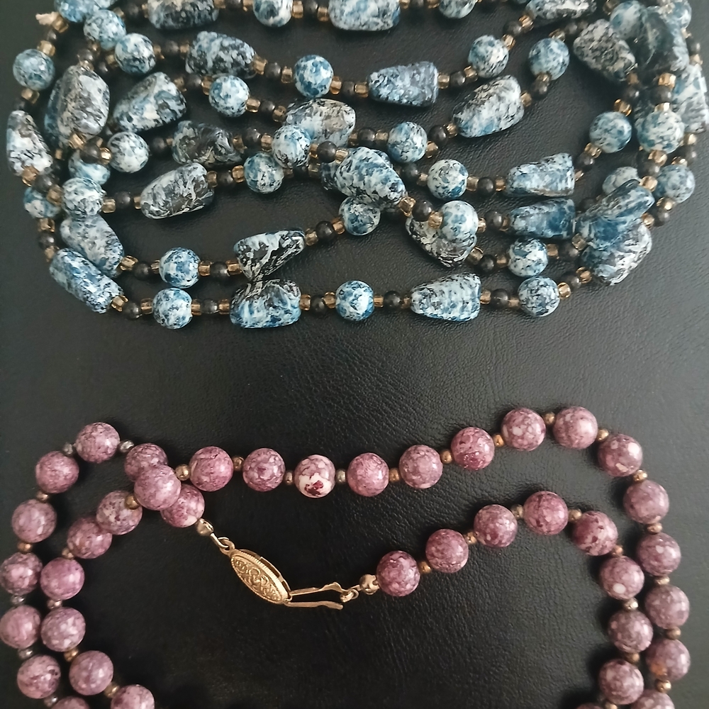 Elegant Blue and Purple Beaded Necklace Set